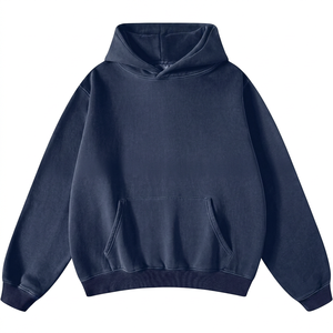 เสื้อฮู้ดดี้พรีเมียมสีน้ำเงินกรมท่า ผ้าฝ้าย 100% เนื้อหนา สวมใส่สบาย สไตล์สตรีทแวร์ ทรงโอเวอร์ไซส์ เหมาะสำหรับฤดูใบไม้ร่วง - Product Image 1