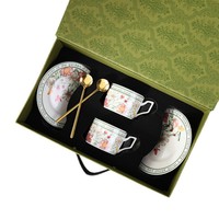 Ensemble de tasses à café en céramique de style rétro, double tasse, cadeau pour les anniversaires, les fêtes de déménagement, les mariages, en couple, souvenir
