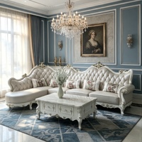 Ensemble de canapés sectionnels en cuir et dentelle, mobilier de salon, canapés pour salon, couleur poudre lotus, pour véranda
