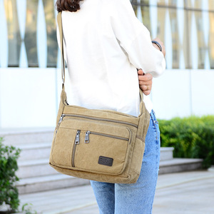 Sacs à bandoulière unisexes classiques en toile grande capacité, sacs messager vintage à fermeture éclair, élégants pour les voyages d'affaires - Product Image 6
