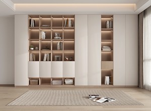 Libreria Modulare in Legno Massello Minimalista Moderna e Unità di Stoccaggio, Armadio a <span class=keywords><strong>Parete</strong></span> Intera e Unità Autoportante per lo Studio - Product Image 2