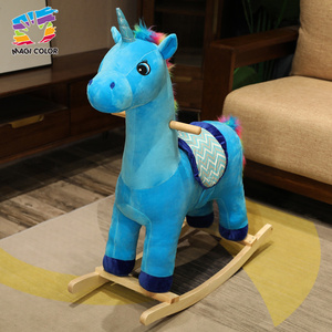 Adorable cheval à bascule en peluche ours brun avec empreintes de pattes sarcelle-Rocker confortable pour enfants et tout-petits W16D177 - Product Image 6