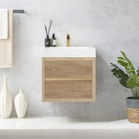 Petit lavabo simple de 24 pouces avec tiroirs OEM Lavabo mural en PVC Meuble sous vasque de salle de bain