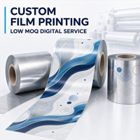 Service d'impression numérique personnalisée de films plastiques à faible MOQ pour rouleaux laminés en PET, VMPET, PE avec logo personnalisé