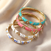 Nouveau Bracelet Rétro Chinoiserie en Porcelaine Bleue et Blanche, Double Couche Émail Cloisonné, Manchette Tendance, Bijou pour Cheongsam