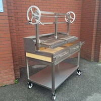 Barbecue à charbon de bois en acier inoxydable de 48 pouces avec double zone de température, nouveau design, avec panier à charbon et grille chauffante, barbecue argentin