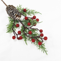 Kunstmatige rode besjes dennenappel takken groothandel bloemen voor thuis kerstdecoratie bruiloft decoratie & bloemstukken