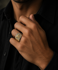 DIVYORO Bague de luxe plaquée or pour homme, bijou élégant et classique, léger (9g), idéal pour les occasions festives - Product Image 4