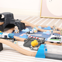 Train spatial en bois 89 pièces avec rails, jouet éducatif pour enfants, ensemble de jeu astronaute, fusée, navette spatiale, vente chaude