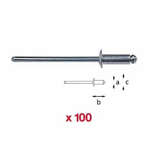 Rivets en aluminium, paquet de 100, attaches aveugles de 3,2 x 16 mm pour l'assemblage des métaux - Product Image 1