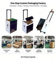 Valise à roulettes pliable portable en carton recyclé gaufré, la plus vendue, avec logo personnalisé imprimé, idéale pour les expositions