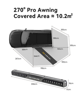 ADA OVERLAND Auvent latéral autoportant pour voiture à 270 degrés, abri autoportant avec bande lumineuse LED pour SUV, camion, camping