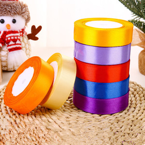 2.5cm * 22m ruban d'emballage cadeau fournitures de mariage rubans 100% Polyester gâteau emballage cadeau Bouquet matériel rubans de couleur unie - Product Image 1
