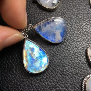 Pendentif en pierre de lune bleue naturelle de haute qualité, argent 925, pierre de lune arc-en-ciel avec point noir, pendentif pour cadeau_xcg - Product Image 5