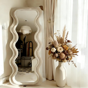 Espejo Decorativo Moderno con Marco de Ondas y Terciopelo, Espejo de Cuerpo Entero Personalizado en Lote - Product Image 1