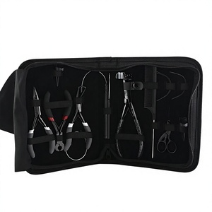 Kit d'outils de pose et de retrait d'extensions capillaires en acier inoxydable de haute qualité : aiguille à boucle, pince à enfiler, peigne à tresses, ciseaux - Product Image 1