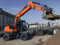 Peralatan Teknik Efisiensi Tinggi DX150W Excavator Beroda Putar 360 Derajat