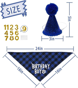 Wholesale Classic New Arrival Polyester Christmas Hat Plaid Birthday Banner Triangle <b>Scarf</b> Pet Hat Checkered Set - Product Image 6