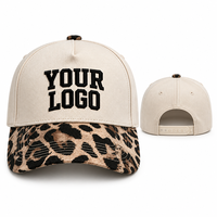 Casquettes de baseball brodées personnalisées, visière imprimée léopard, en coton, ajustables, avec fermeture snapback, pour femmes et hommes, protection solaire, vente en gros