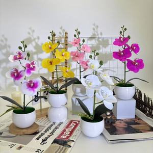 Orchidée Phalaenopsis Artificielle Paulon en Pot Rond de 30 cm – Décoration de Bureau Rose, Blanc, Jaune, Violet pour Intérieur et Extérieur - Product Image 1