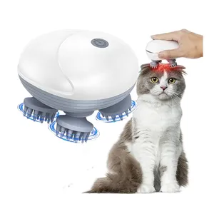 Geüpgraded Handheld Massageapparaat Voor Katten Elektrische Hondenmassageapparaat Met 4 Draaibare Massagekoppen Drie Modi
