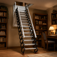 Escalier escamotable multifonctionnel industriel durable en acier galvanisé noir et aluminium, épaissi, invisible, pour intérieur