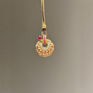 Red Corundum Diamond Pendant Necklace Geometric Design Pave Setting Women's Party Jewelry Sweater Chain <b>Light</b> Luxury Fashion - Product Image 4