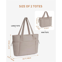 Tas Kerja Katun Wandering Nature dengan Tempat Cangkir, Tas Perawat 2 Set, Kompartemen Laptop 15,6 inci, Sleeve Trolley, Tas Perjalanan Wanita