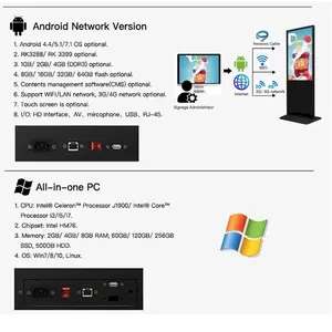 55 inch trong nhà màn hình cảm ứng LCD quảng cáo Totem kiosk CMS phần mềm LED hiển thị kỹ thuật số biển và hiển thị