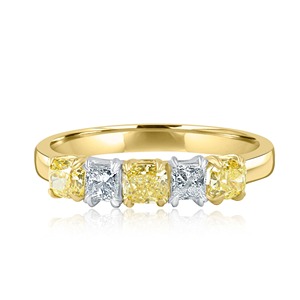 <b>Cushion</b> Princess Cut Lab-Grown Diamond 0.70CT 5-Piece <b>Wedding</b> Band 14k Yellow Gold IGI Certified VVS+ Clarity Women's <b>Ring</b> - Product Image 1