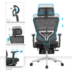 Venta al por mayor de Foshan silla de oficina ergonómica con respaldo alto, sillas ejecutivas reclinables de malla para oficina con reposapiés - Product Image 3