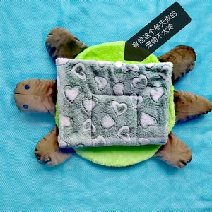 Pet Turtle Sleeping Mat Green <b>Plush</b> Round Dog Bed Warm Winter Pet Mat for Dogs Thick Soft Polyester Fiber Fill - Product Image 3