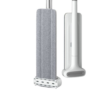 Flat <b>Mop</b> Microfiber Rectangular White Hook And Loop Fastener For Tiles Wood Floors Dry Wet Use Absorbent Cleaning Cloth - Product Image 5