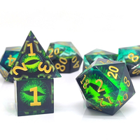 Ensemble de dés en résine écologique œil de dragon personnalisé, 7 pièces, dés polyédriques faits à la main avec un roulement fluide pour les jeux de rôle sur table DND