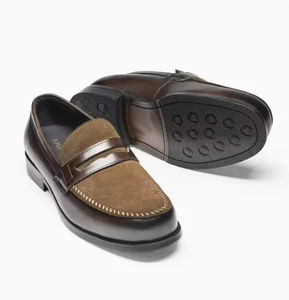 Summer Genuine Leather Breathable Shock-Absorb Flat Rubber Outsole <b>Slip</b> <b>on</b> Round Toe Dress <b>Shoes</b> for <b>Men</b> Office Career Formal - Product Image 3