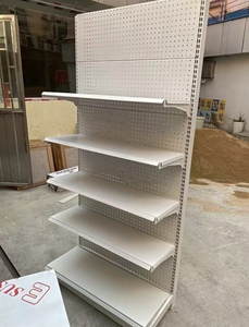 Huayi Light Duty Double-Sided Perforated Gondola Supermarket Display Rack 5 <b>Shelves</b> Durable Metal Construction Epoxy Powder - Product Image 3