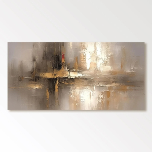 Grande peinture murale contemporaine abstraite silencieuse de l'aube sur toile, nature morte, paysage, pour la maison et la galerie - Product Image 6