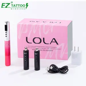 Ez POPU Lola không khí điện Tattoo Pen SMP pmu không dây trang điểm vĩnh viễn máy với 3 pin sạc gói