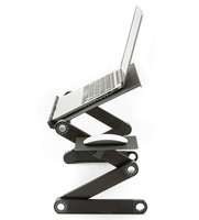 Support pour ordinateur portable en aluminium réglable, pliable, portable, avec deux ventilateurs de refroidissement, tapis de souris pour lit, canapé, bureau à domicile