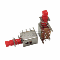Interrupteur à bouton-poussoir à verrouillage PCB à angle droit PS-22F03 avec DPDT Double pôle 6 broches autobloquants/interrupteurs d'alimentation à clé sans verrouillage