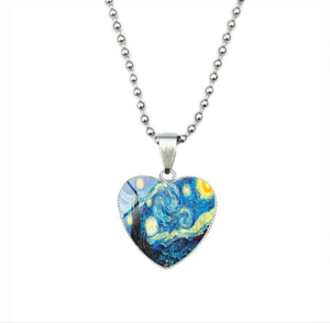 diy personalizado <span class=keywords><strong>Van</strong></span> <span class=keywords><strong>Gogh</strong></span> mona Lisa de aceite pintura estrella y Luna melocotón COLLAR COLGANTE - Product Image 1