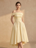 Robe de soirée pour femme, robe de mariée, robe de bal, robe formelle à épaules dénudées pour femme, robe de bal courte en satin coupe trapèze grande taille