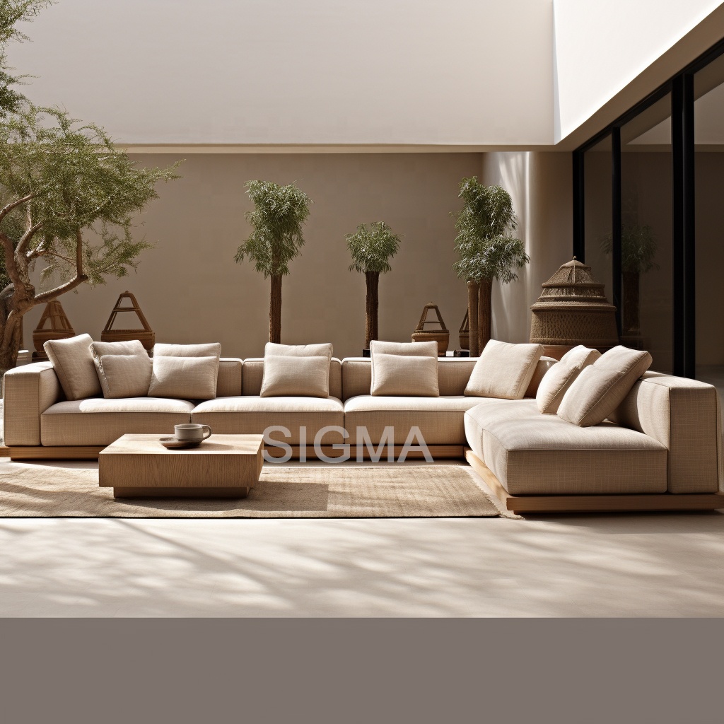 New design outdoor furniture teak wood patio garden couch sectional sofa set