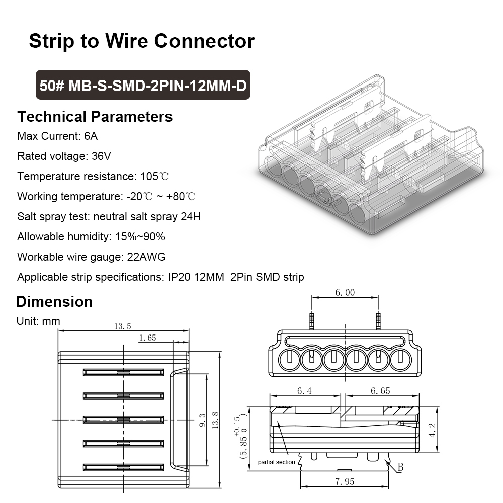 50# MB-S-SMD-2PIN-12MM-D : MB-S-SMD-2 broches-12MM-D