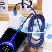 Kabel Data Braided Type-C ke Type-C Nylon Fast 120W Flash Charge Line untuk Huawei, Xiaomi, iPad, dan Ponsel