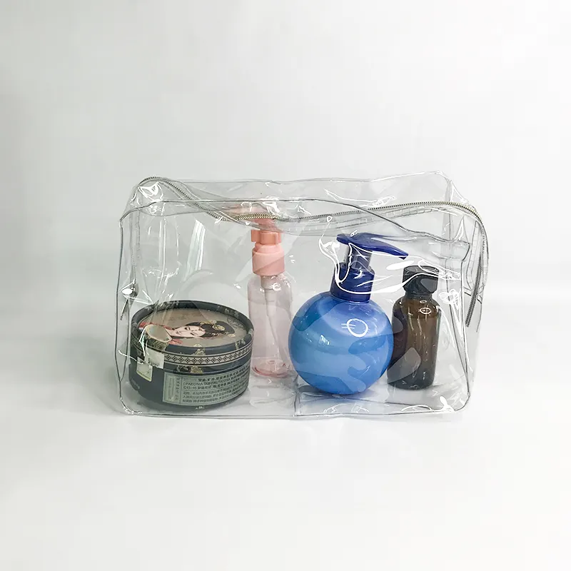 pvc transparent cosmetic bag waterproof large capacity multifunctional portable travel skin care product storage zipper bag