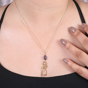 สร้อยคอโกเมนเคลือบสีเงินสเตอร์ลิงชุบทอง18K 925ทันสมัยอัญมณีโกเมนเซรามิกสำหรับผู้หญิง-ของขวัญแต่งงาน - Product Image 3