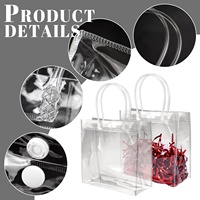 Sac fourre-tout transparent en PVC avec logo personnalisé d'une épaisseur de 10oz sac à provisions en plastique à faible quantité minimale de commande avec poignée de pochette d'emballage cadeau motif lettre