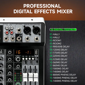 UX08 Mélangeur audio 8 canaux 16 effets de réverbération numériques Égaliseur à trois bandes USB + 48V Alimentation fantôme Équipement de sonorisation audio Console - Product Image 3