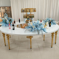 Table à gâteau ZKAI, mobilier de mariage, table de mariée en acier inoxydable doré, plateau en verre, socle rond en métal doré